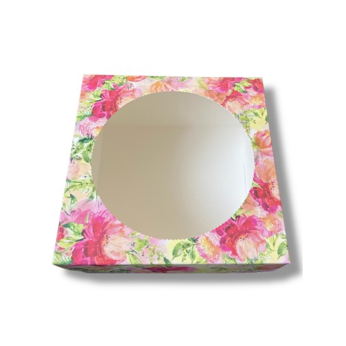 Коробка "Квіти Акварель" з круглим вікном, 200*200*105мм