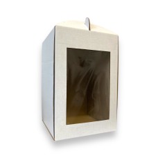 Коробка для торта біла із мікрогофри з прямокутним вікном, 200*200*300мм