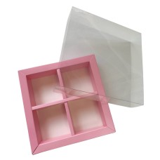 Коробка для моті на 4 шт. рожева, 130*126*35