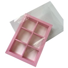 Коробка для моті на 6 шт. рожева, 190*128*35
