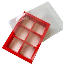 Коробка для моті на 6 шт. червона, 190*128*35