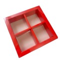 Коробка для моті на 4 шт. червона, 130*126*35