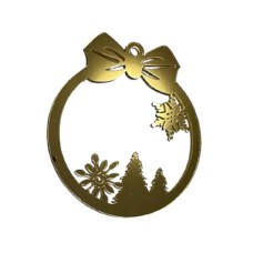 Золота акрилова прикраса на ялинку, 110*120