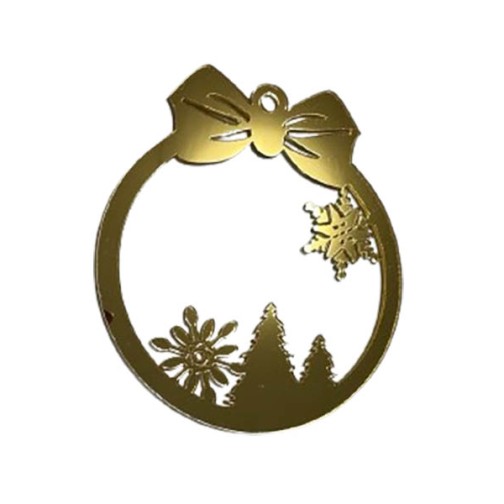 Золота акрилова прикраса на ялинку, 110*120