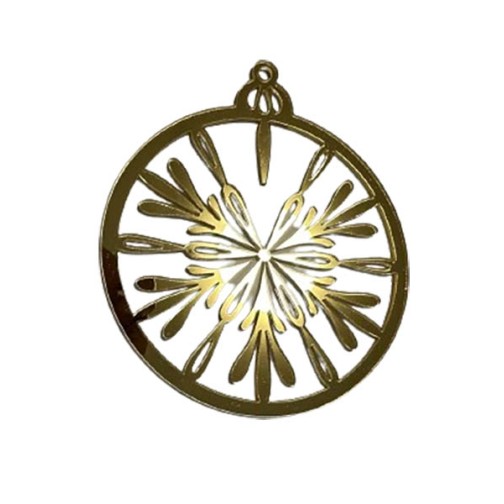 Золота акрилова прикраса на ялинку "Казковий годинник", 120*140