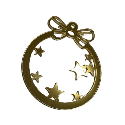 Золота акрилова прикраса на ялинку "Зіроньки сяють", 90*110мм