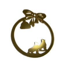 Золота акрилова прикраса на ялинку "Чарівні ковзани", 90*110