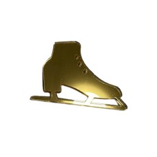 Золота акрилова прикраса на ялинку "Ковзан-скорохід", 50*40