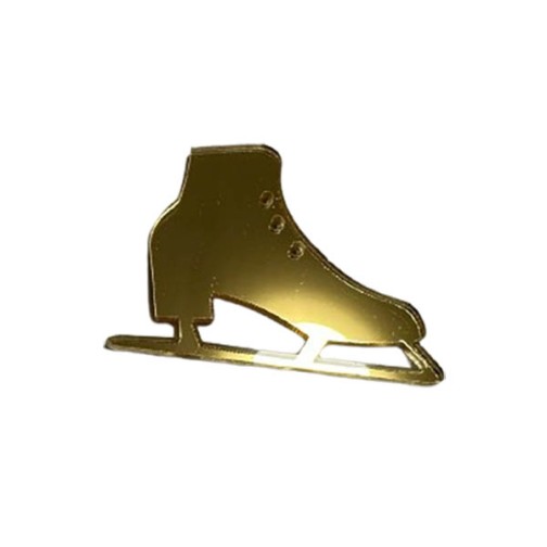 Золота акрилова прикраса на ялинку "Ковзан-скорохід", 50*40