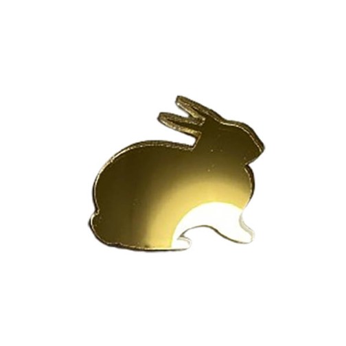 Золота акрилова прикраса на ялинку "Зайченя" №2, 35*35мм