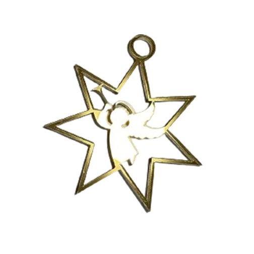 Золота акрилова прикраса на ялинку "Янголятко", 72*80