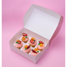 Картонна упаковка на 6 капкейків біла, без вікна, 240*180*90